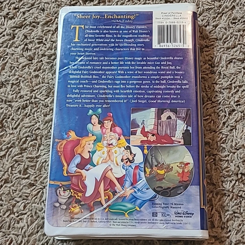 Disney Cinderella VHS Tape - Picture 3 of 3